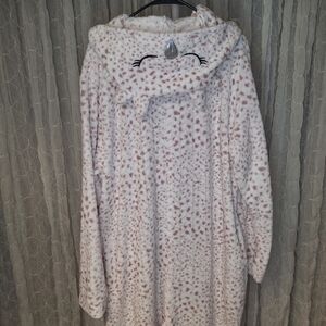 Secret Treasures Owl Onesie Pink and White Footless Hooded Pajama With Pockets